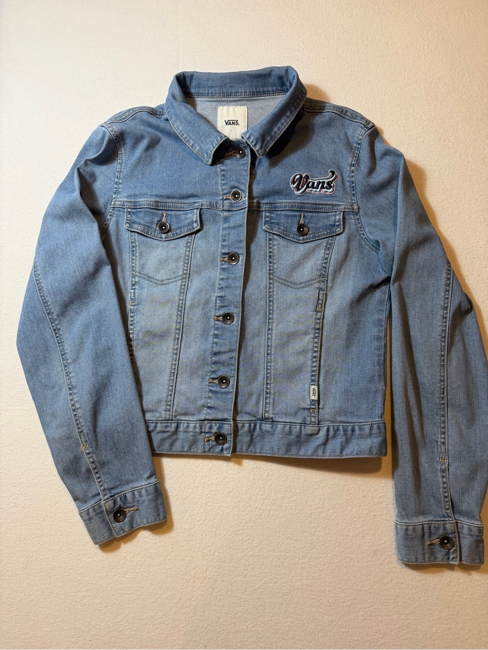 Vans Light Blue Denim Trucker Jacket with Embroidered Logo